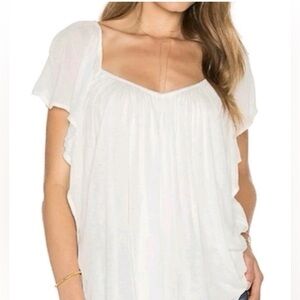 #780 Free People White Flutter Sleeve Blouse XS